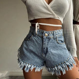 GETADME Denim Pant Women Shorts Jeans Short Pants Hole Slim Fit High Waist Straight Trousers Y2k Streetwear Mom Jeans Casual Summer