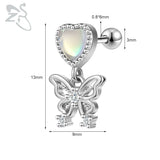 GETADME ZS 1 Piece 20G Cute Heart Stud Earring For Children Women Pink CZ Crystal Earrings Ear Cartilage Helix Conch Piercing Jewelry