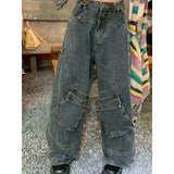 Getadme-Y2k Vintage Cargo Jeans Women Oversized Grunge Denim Pants Harajuku Pockets Baggy Punk Gyaru Trousers Korean Streetwear