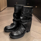 GETADME Autumn and Winter Fashion Retro Brown Western Cowboy Boots Women's Boots 2025 New Look Slim Thick and Stacked Short Boots