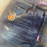 GETADME Vintage Japanese Women Embroidery Jeans High Waisted Baggy Straight Denim Pant Streetwear Jean Hot Stamp Studded Y2k Pants