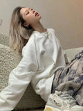 Getadme Korean Streetwear Embroidery Sweatshirt Women Grunge Kpop Harajuku White Pullover Aesthetic Hoodies Long Sleeve Tops