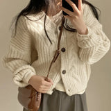 GETADME Fashion Winter Warm Long Sleeve Knitted Cardigan Women V-nek Loose Sweater Autumn Elegant Solid Color Casual Knitted Top