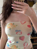 GETADME Fashion Chic Fruit Print Women Strap Tops Summer Simple Causal Cute Sweet Y2k Basic Blouses