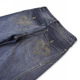 GETADME Mens Jeans Harajuku Vintage Streetwear Embroidery Hip Hop Denim Pants Washed Distressed Straight Leg Loose Fit Casual Unisex New