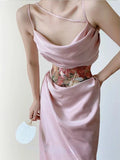 Summer Elegant Sexy Two Piece Set Women Pink France Sweet Party Dress Set Female Print Vintage Tunic + Ruched Fairy Dress New