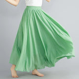 Robe longue en coton et lin Mori Girl, 28 couleurs, taille élastique, coupe trapèze, style ethnique, couleur unie, pour femme.