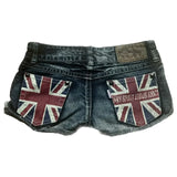 GETADME Hip hop fashion street clothing graphic printing style women black shorts ins y2k goth slim denim shorts