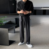 GETADME Men Autumn and Winter Knitted Cardigan Long-sleeved Sweater, Fashionable Single-breasted, Advanced Sense, Pure Color, Loose Coat