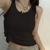 GETADME Tank Top for Women Ribbed Button Down Sleeveless Blouse Solid Color Casual Women's Teens Trendy Basic Summer Dresses