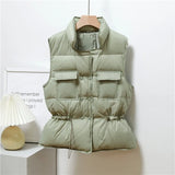 Getadme-New Light Down Vest Women Short Vest Windproof Lightweight Warm Waistcoat Female White Duck Down jacket Coat Sleeveless