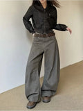 GETADME American Vintage 2000s Style High Waist Camel Jeans Pants Spring Fashion Women's Baggy Y2K Wide Leg Denim Trouser Female Clothes