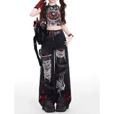 GETADME American Style Spicy Girl Loose Lazy and Relaxed Denim Pants Female punk Retro Washed Fashionable Versatile Casual Pants