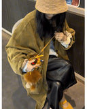 GETADME 봄 가을 겨울 신상 프랑스 고급 니치 디자인 한국 스타일 볶음 레트로 코듀로이 윈드브레이커 재킷 여성