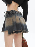Sexy Y2k Skirt Women Denim Distressed Irregular Pleated Mini Skirts Korean Fashion Streetwear Hot Girl Vintage Outfits