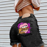 GETADME 2012 패셔너블 갭 데님 반바지 여성용 바이트 핑거 프린팅 크로스보더 이커머스 아마존 스타일 브레이킹 반바지