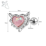 GETADME ZS 1 Piece 20G Cute Heart Stud Earring For Children Women Pink CZ Crystal Earrings Ear Cartilage Helix Conch Piercing Jewelry
