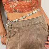 GETADME 패션 스타 골드 체인 벨트 여성 허리 조절 가능 고스 펑크 실버 메탈 벨트 여성용 럭셔리 디자이너 드레스 허리띠 Y2K