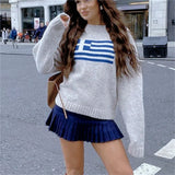 GETADME 2025 Europe and the United States cross-border winter high street casual comfortable color contrast loose knit sweater