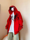 GETADME New Spider Web Red Hoodie Women Sweatshirt Zipper Warm Harajuku Punk Grunge Y2k Clothing Hip Hop Sweatshirt Hoodie Autumn Winter
