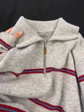GETADME New autumn and winter zipper striped lapel women sweater loose lazy casual contrast sweater pullover men and women knitted tops