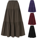 GETADME Y2K 에스테틱 페어리코어 빈티지 플리츠 스커트 한국 패션 하라주쿠 그런지 하이웨이스트 롱 스커트 레트로 라미 코튼 의류