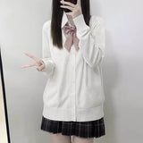 GETADME Japanese fashion solid color V-neck knitted sweater,original newJK uniform cardigan top,autumn and winter women's cotton sweater