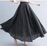 Robe longue en coton et lin Mori Girl, 28 couleurs, taille élastique, coupe trapèze, style ethnique, couleur unie, pour femme.