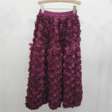 GETADME 2025 New Three-dimensional Flower Skirt Women's High Waist Long Tutu Skirt Fairy Big Swing A-shaped Jupe Femme Bohemian