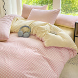 GETADME 3pcs Simple, soft and skin-friendly duvet cover 3-piece set (1 duvet cover +2 pillowcases) (without core)Striped checkered