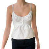 GETADME Y2k Fairycore Spaghetti Strap Camisole Women Cute Peplum Vest Coquette Low Cut V-neck Babydoll Tank Boho Going Out Crop Top