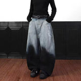 GETADME American retro gradient high street splashed ink personality loose curved knife hip-hop jeans men and women trendy casual pants