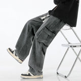 GETADME 2026 New Men Baggy Cargo Jeans Fashion Streetwear Vintage Wide Leg Pants American Streetwear Y2K Big Pocket Youth Overalls