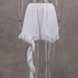 GETADME Sexy Lace White Asymmetrical Midi Skirts Street Chic Satin High Waist Slim Skirt Summer Casual Solid Skirt Female 2025
