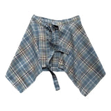 GETADME Unisex Layered A Line Wrap Skirt Hiphop Street Dance Checkered Hip Scarf Tie Up Asymmetrical Overskirt Shirt Extender