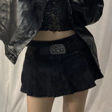 Getadme-Spring Outfits 2000S Pastel Goth Low Waist Black Micro Skirts Y2K Streetwear Pockets Patchwork A-line Skirt E-girl Aesthetics Outfits Zipper