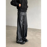 GETADME PU Leather Pants Men 2025 Spring Men's Punk American Fashion Hip Hip Men Wide-leg Mopping Trousers Windproof Dark Brown/Black