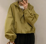 GETADME New 2025 Hooded Jacket Short Style Casual Windbreaker Versatile Loose Outerwear for Small Figures Spring Season Fashion