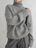 Turtleneck Cashmere Sweater Women 2023 Autumn/Winter New 100% Pure Wool Sweater Ladies Knitting Loose Large Size Pullover Female