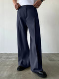 GETADME Men's High Waist Wide Leg Suit Pants Casual Loose Straight Leg Dress Pants Formal Business Streetwear Black Trousers S-2XL 1 Pie