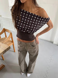 GETADME Mozision Backless Polka Dot Crop Tops Women Vest Fashion Summer New Oblique Shoulder Sleeveless Tank Tops Pullovers Female
