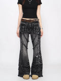 GETADME 2000s Y2k Goblin Core 2026 Autumn Winter Women's Denim Pants Dark Academia Cargo Jean Flared Bell Bottom Designer Kpop Japanese