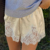 GETADME Women Y2k Slik Lace Trim Shorts Stain Pajama Micro Mini Slip Boxer Shorts Low Rise Lounge Pj Bottoms Pettipants Streetwear
