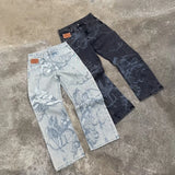 GETADME Y2k Angel Baggy Jeans Retro High Street Cupids Arrow Men Women Pants American Hip Hop Streetwear Unisex Casual Straight Jeans