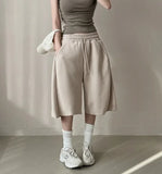 GETADME Summer Drawstring Wide Leg Shorts Women Fitness Running Loose Casual Large Sports Shorts Sweat Short High Elastic Lace Up Pants