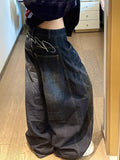 GETADME Casual Womens Y2K Loose Baggy Jeans Blue Washed High Street Vintage Cargo Pants Wide Leg Oversized Trousers y2k pants