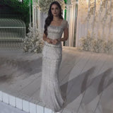 GETADME Serene Hill 2025 Arabic White Mermaid  Short  Beaded Long Evening Dresses Gowns For Occasion Customized