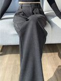Getadme Autumn/Winter Pants for Women Loose Straight High Waisted Wool Elegant Women's Pants Casual Fashion Wide Legs Full Women Pants