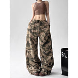 GETADME American Retro High Street Casual Overalls Camouflage Loose Wide Leg Pants For Women Y2k Hip-hop Cargo Grunge Baggy Trousers