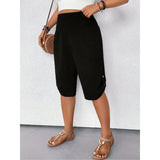 GETADME Plus Size 1XL-5XL Women's Fashionable Casual Solid Color Button Commuting Versatile Straight Leg Pants